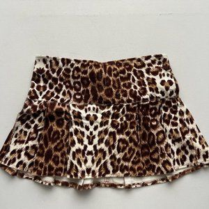 Papaya Clothing Corduroy Pleated  Leopard Skirt